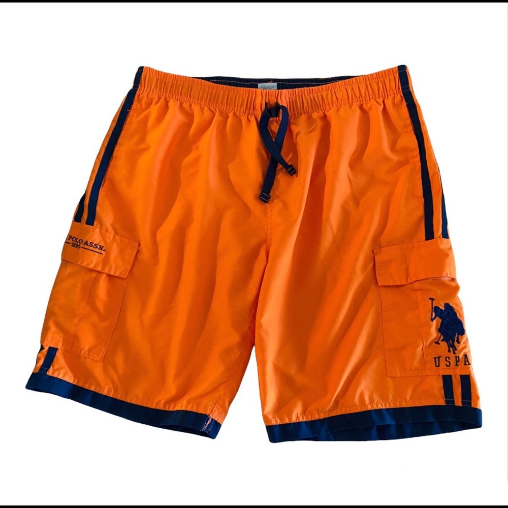 U.S. Polo Assn. Orange and Navy Swim Trunks